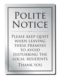 Brushed Silver Polite Notice Bar & Restaurant Sign 29.7 x 21cm