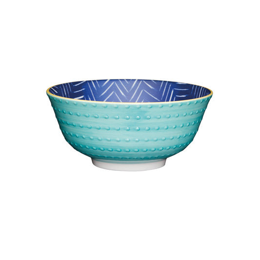 STONEWARE BOWL LEAFY INDIGO15.5X7.5CM NR x4