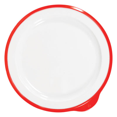 OMNI WHITE LARGE LOW PLATE W/RED RIM NR 