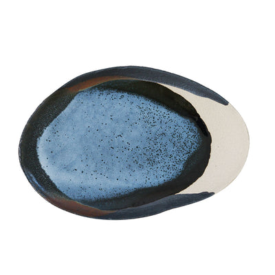 JARS WABI AWA BLUE/BLK OVAL DISH 36X25   x2