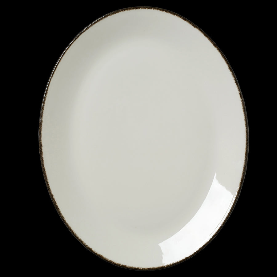 CHARCOAL DAPPLE OVAL PLATE COUPE 13 1/2" x12