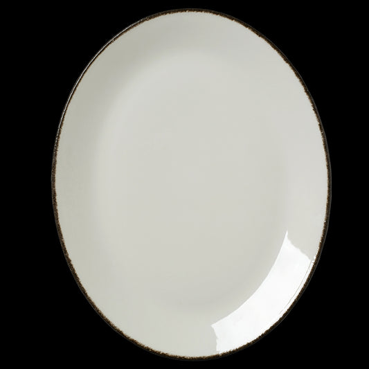 CHARCOAL DAPPLE OVAL PLATE COUPE 13 1/2" x12
