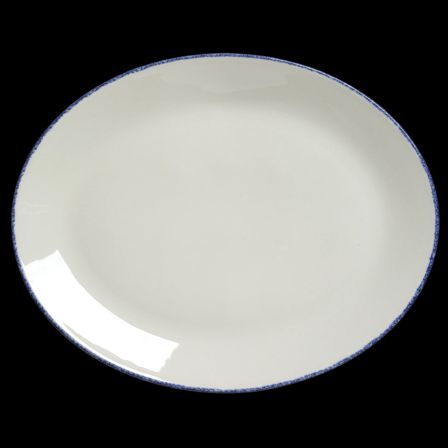 BLUE DAPPLE OVAL PLATE COUPE 13 1/2"     x12