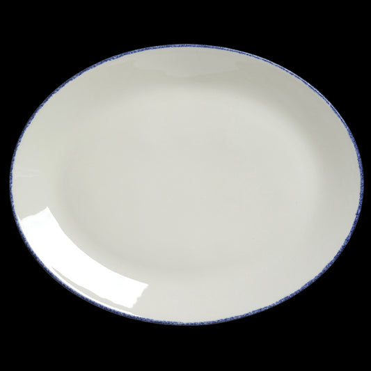 BLUE DAPPLE OVAL PLATE COUPE 13 1/2"     x12