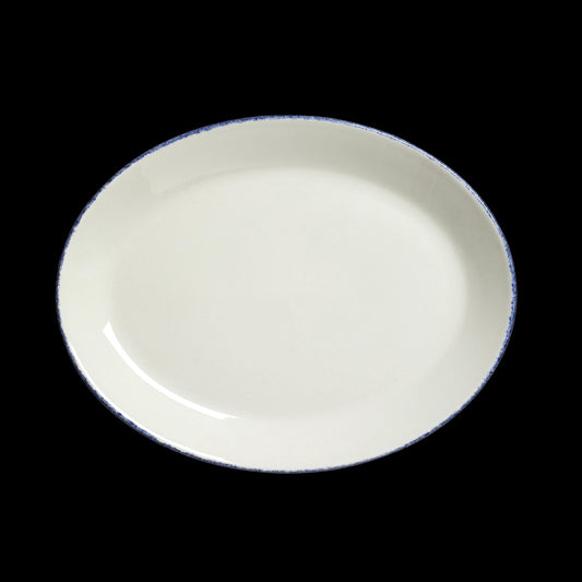BLUE DAPPLE OVAL PLATE COUPE 11"         x12