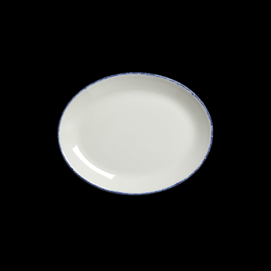 BLUE DAPPLE OVAL PLATE COUPE 8"          x24