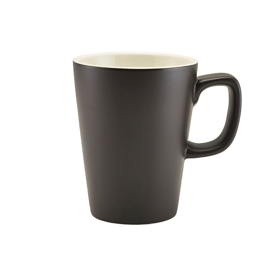 MATT BLACK PORCELAIN LATTE MUG 34CL/12OZ x6