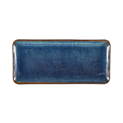 TERRA PORCELAIN AQUA BLUE PLATTER30X14CM x6