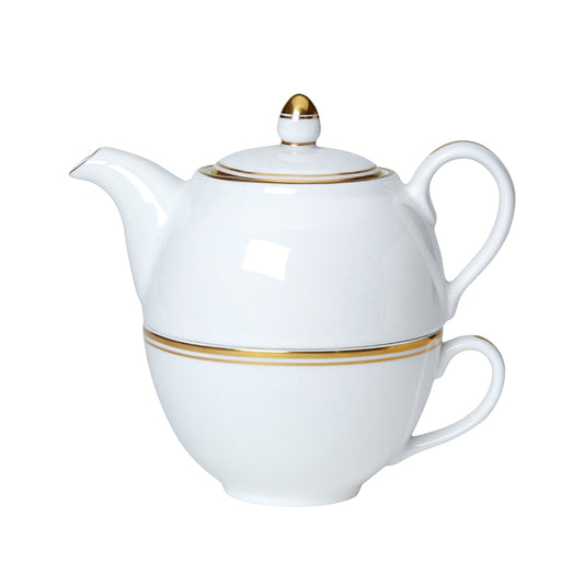 WE BURNISHED GOLD TEA FOR ONE SET COUPE  x6