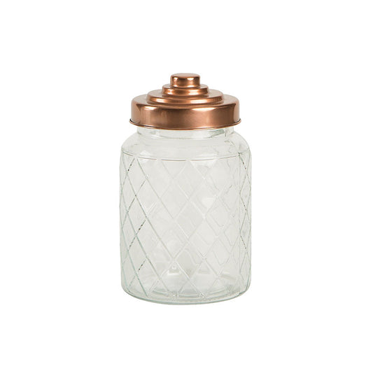 LATTICE GLASS JAR W/LID MEDIUM 17.7CM H  x6