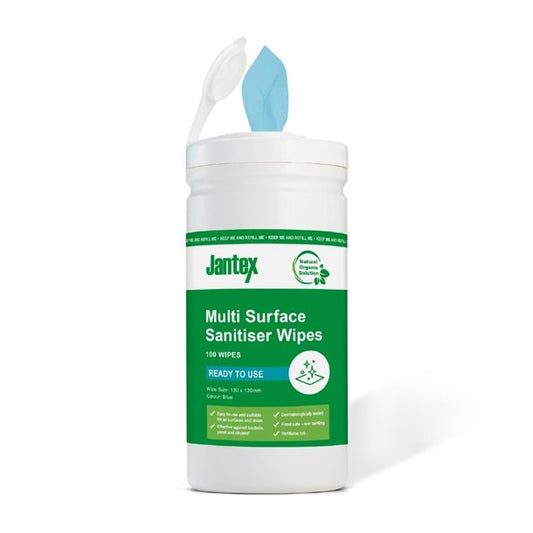 Jantex Green RTU Probe Sanitiser Wipes Starter Tub 130mm Pack of 100