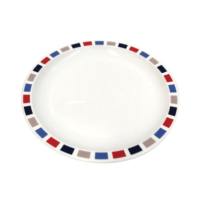 NARROW RIMMED PLATE 23CM RED BLUE       