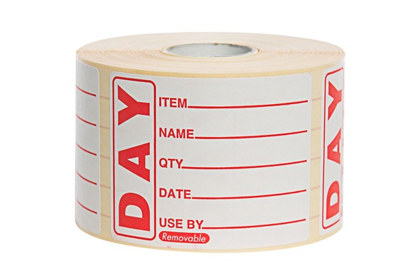 Date Labels - Day Labels 50 x 65mm Red