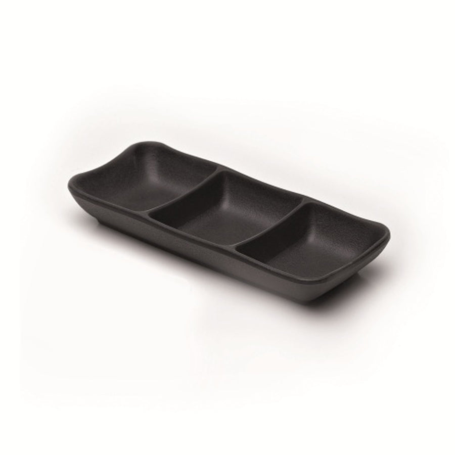 ZEN BLACK 3 COMP RECT TRAY 17.6X8.23CMNR x6