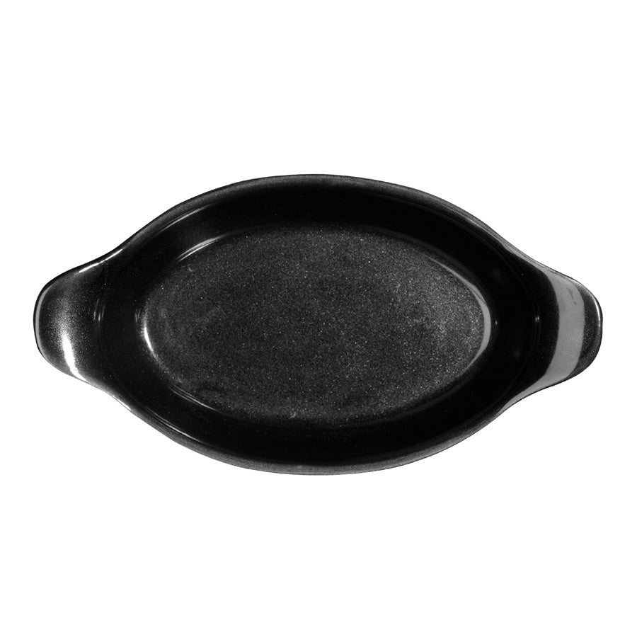 LARGE ROUND EARED DISH 7.125"BLACK       x6