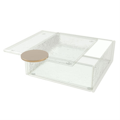 GLASS STUDIO CLR BOX SQ W/LID 14X14X6CM  x3