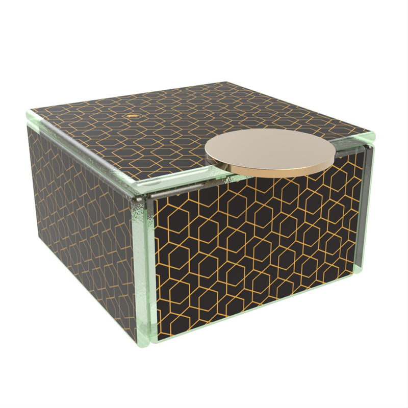 GLASSSTUDIO BLK/GLD BOX SQ W/LID11X6.5CM x4