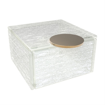 GLASS STUDIO WHT BOX SQ W/LID11X11X6.5CM x4