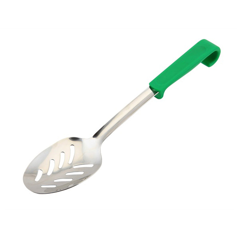 SPOON SLOTTED GREEN HDL 13.5"           
