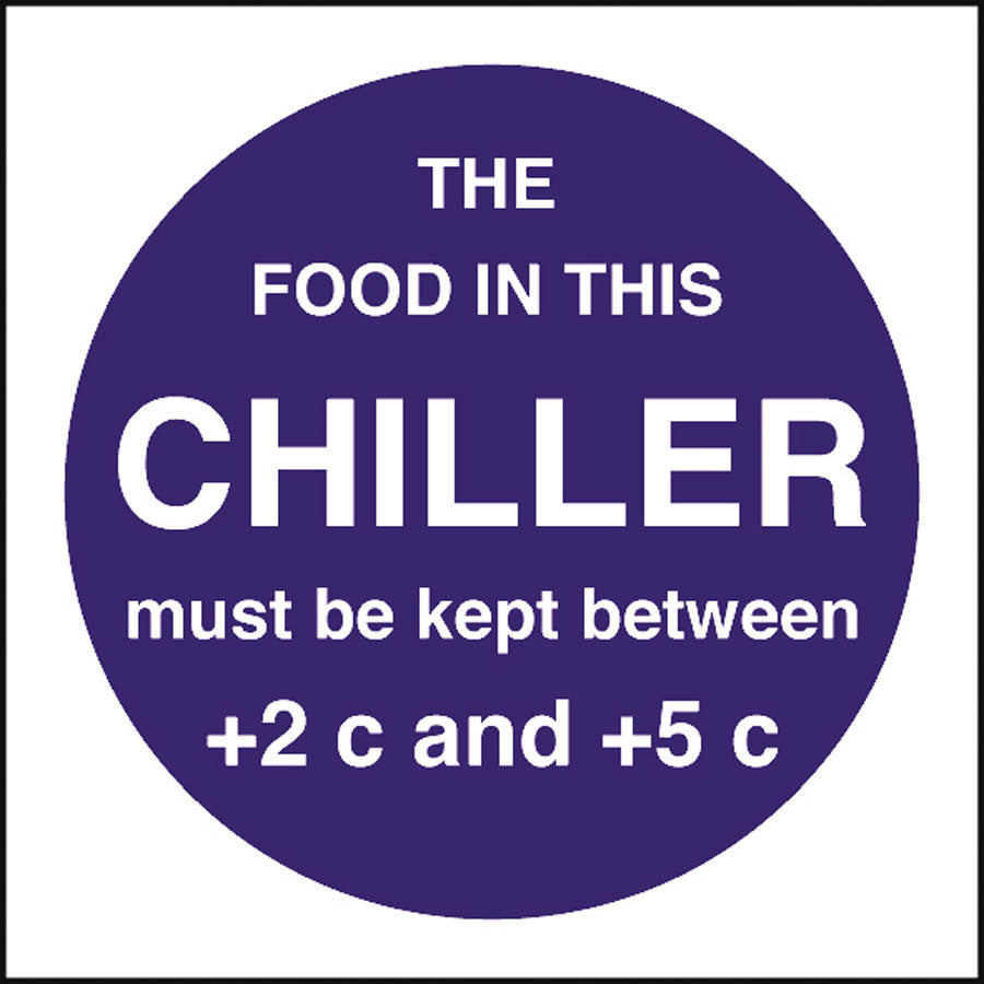 CHILLER TEMPERATURE SIGN 100x100MM BLUE 