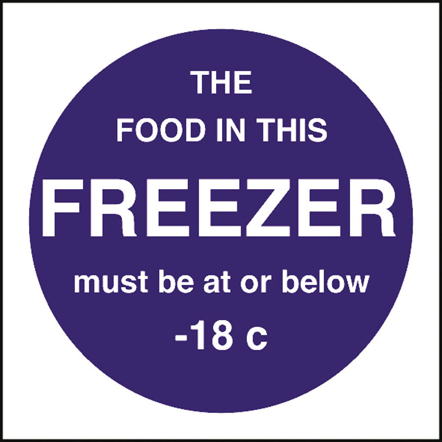 FREEZER TEMPERATURE SIGN 100x100 BLUE   