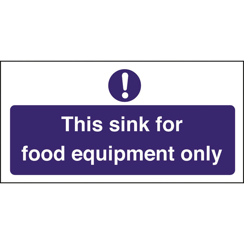 FOOD EQUIP ONLY SIGN FOR SINK 100X200MM 