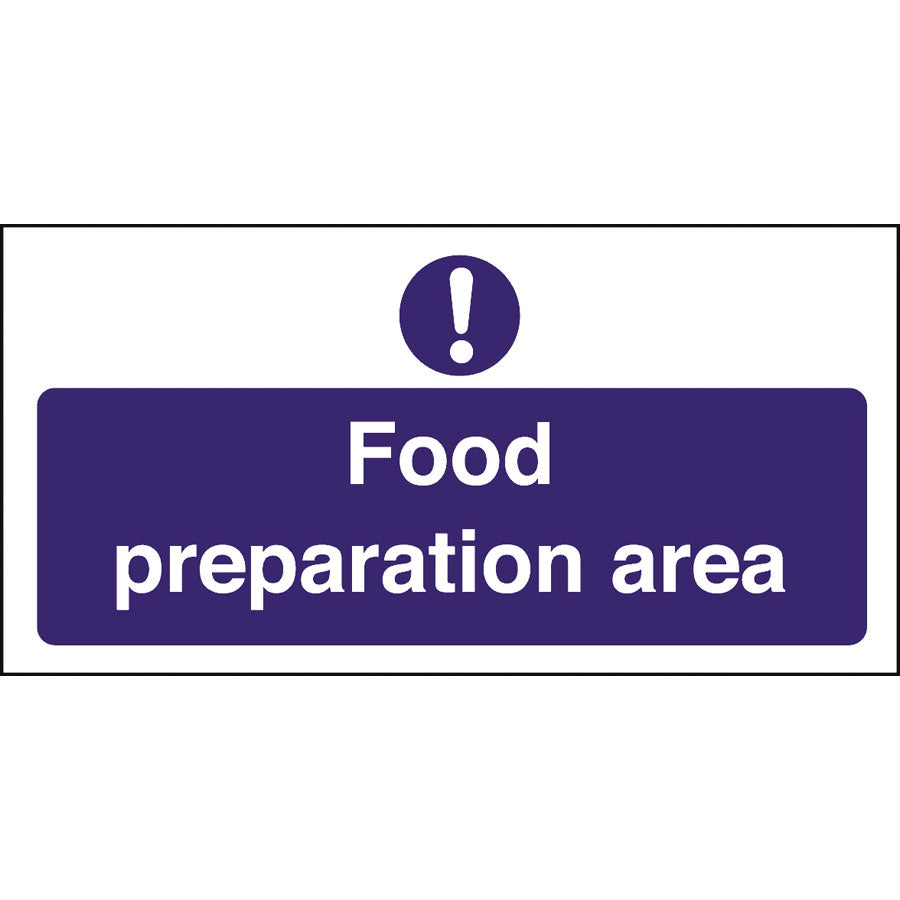 FOOD PREP AREA SIGN 100x200MM BLUE      