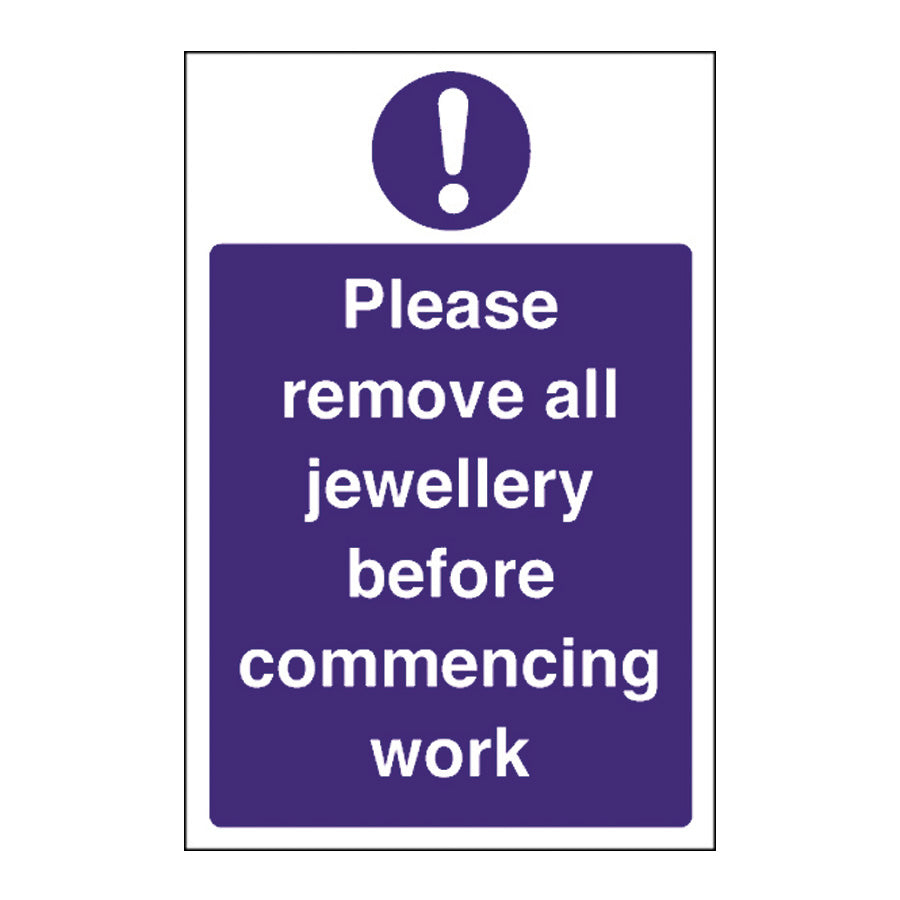REMOVE JEWELLERY SIGN 200x300MM BLUE    