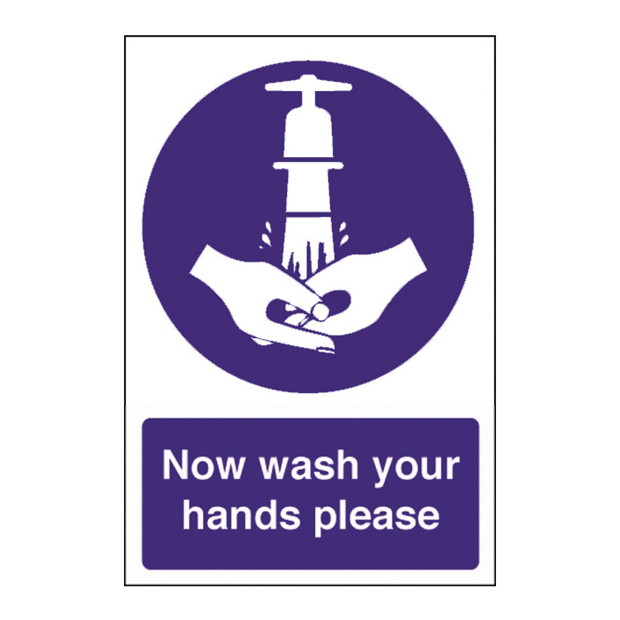 WASH YOUR HANDS SIGN 200x300MM BLUE     