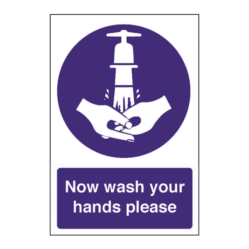 WASH YOUR HANDS SIGN 200x300MM BLUE     