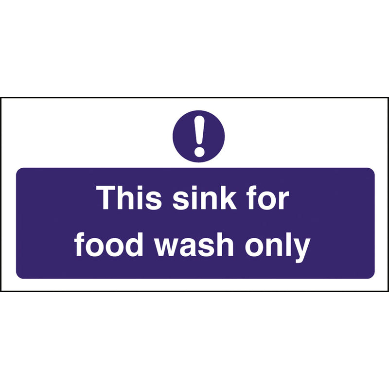 FOOD WASH ONLY SIGN FOR SINK 100X200MM  