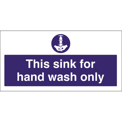 HAND WASH ONLY SIGN FOR SINK 100X200MM  