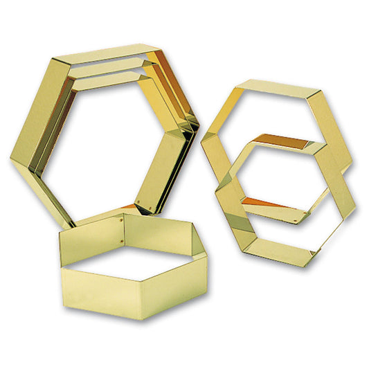 S/S HEXAGONAL CAKE MOULD 67X67X30MM H    x4