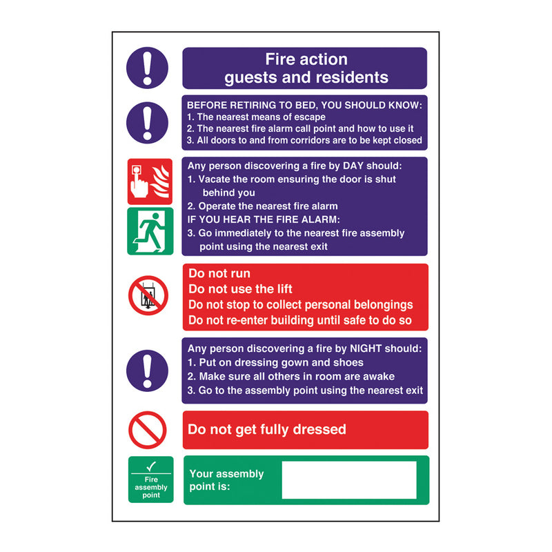 FIRE ACTION GUEST SIGN 200 X 300MM      