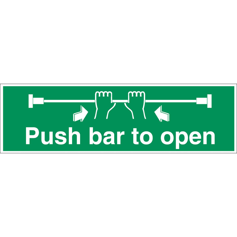 PUSH BAR TO OPEN SIGN 45x15CM GREEN     