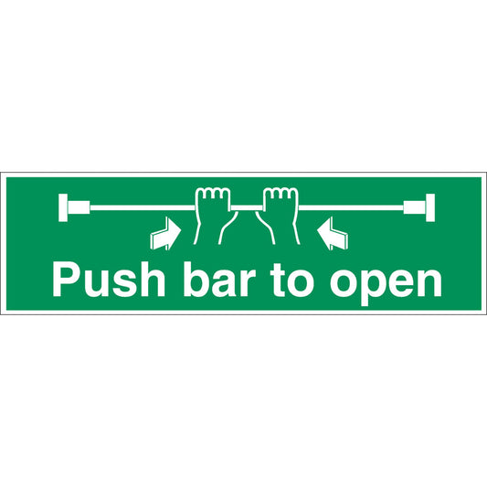 PUSH BAR TO OPEN SIGN 45x15CM GREEN     