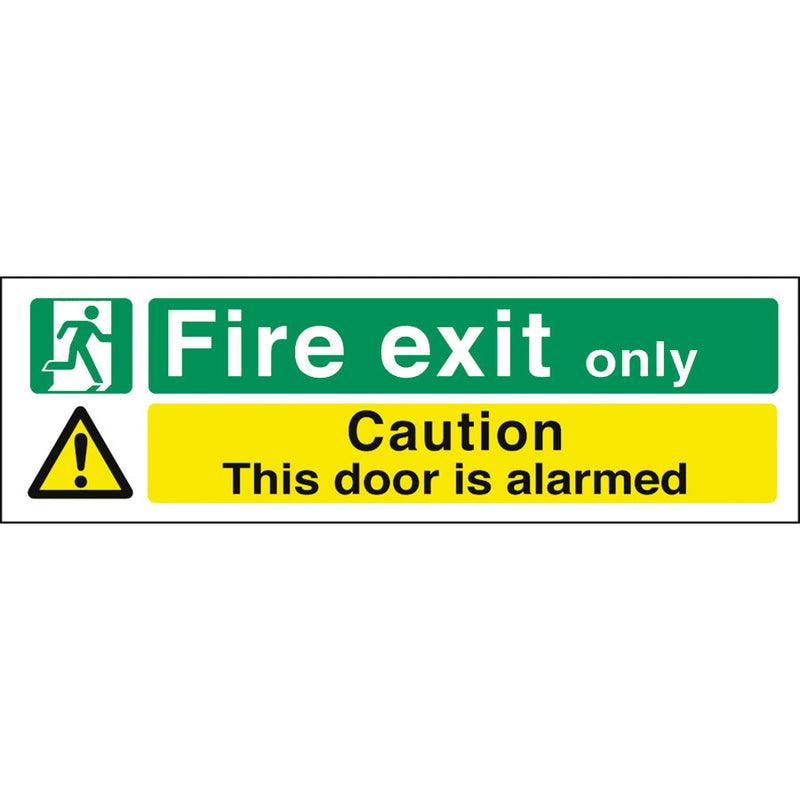 FIRE EXIT/DOOR ALARMED SIGN 45x15CM     