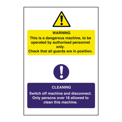 WARNING/CLEANING MACHINE SIGN20x30CM    
