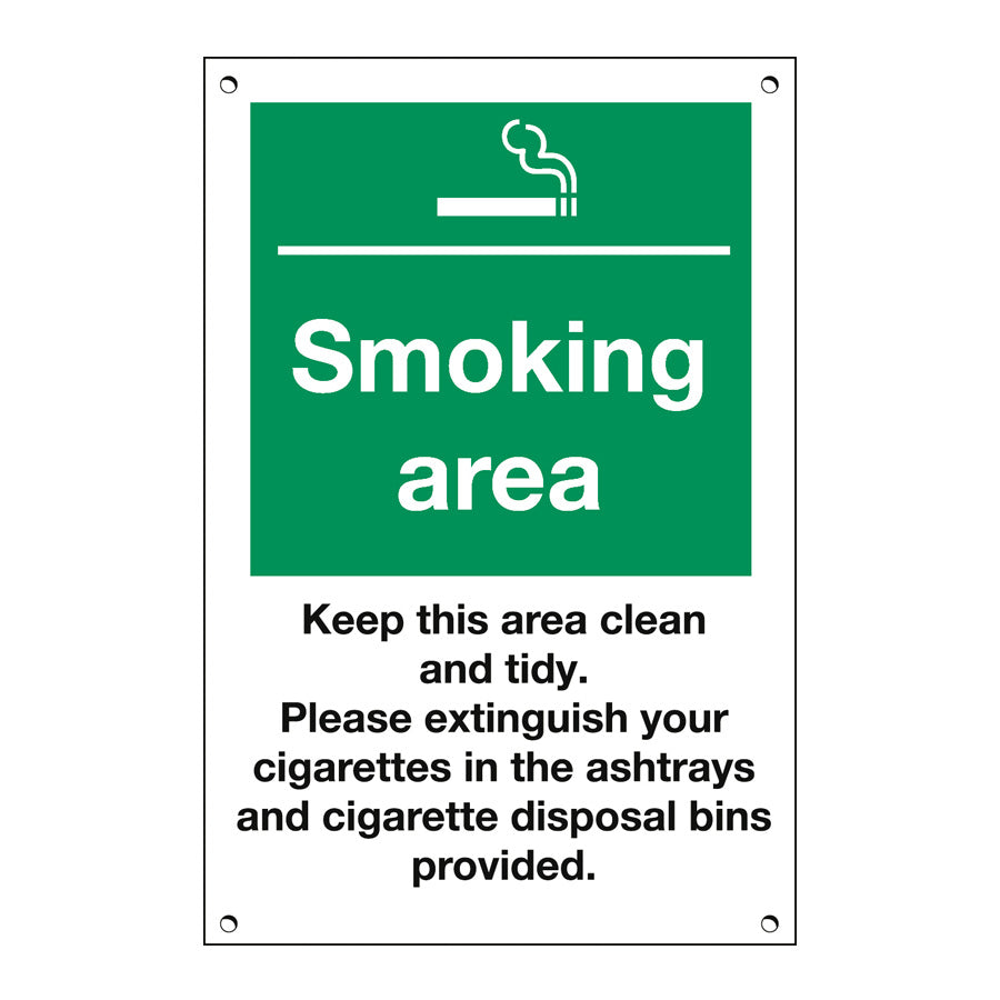 SMOKING AREA EXTERIOR SIGN 20x30CM GR/WH