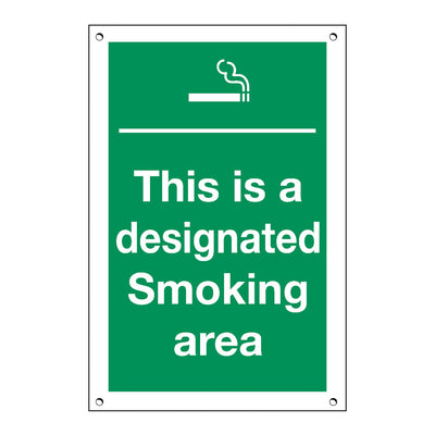 SMOKING AREA EXTERIOR SIGN 20x30CM GREEN