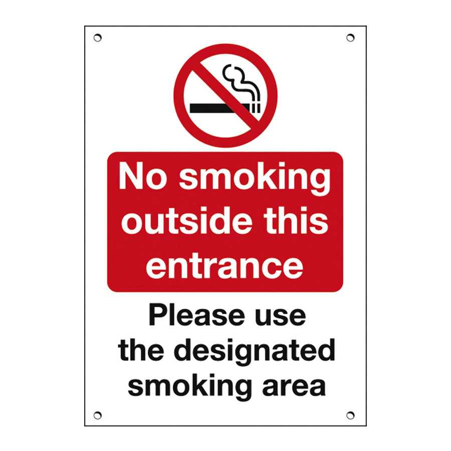 NO SMOKING EXTERIOR SIGN 15x20CM RED/WH 