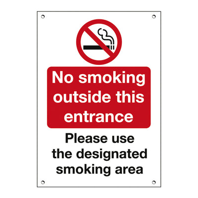 NO SMOKING EXTERIOR SIGN 15x20CM RED/WH 