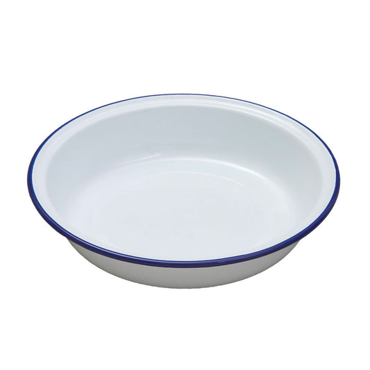 ENAMEL ROUND PIE DISH WHITE 18X3.5CM    