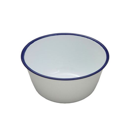ENAMEL PUDDING BASIN ROUND WHITE14X7.5CM