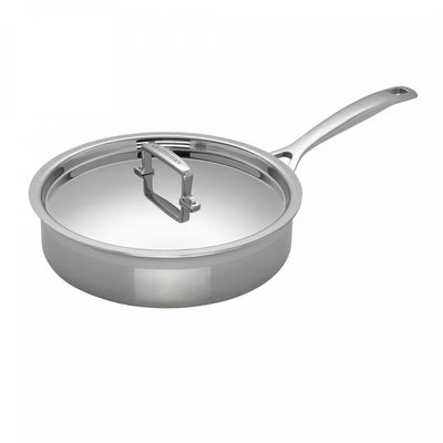 SAUTE PAN+LID UNCOATED 24CM 2.9L 3PLY SS