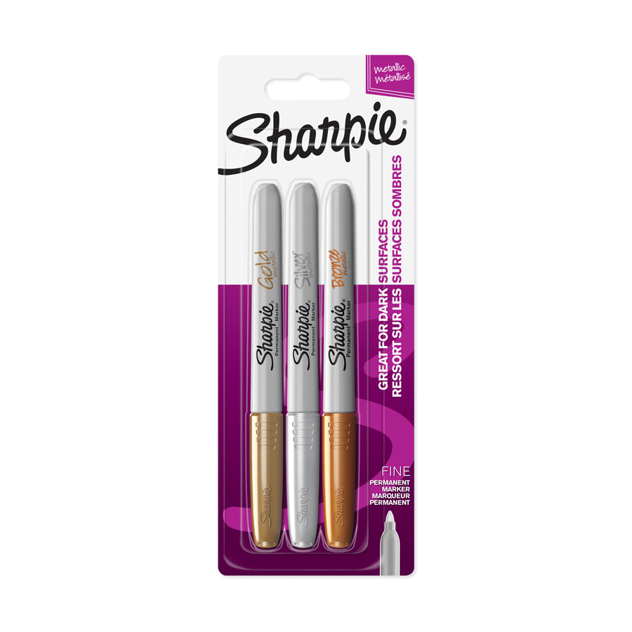 SHARPIE PERMANENT MARKERGLD/SLV/BRNZ PK3