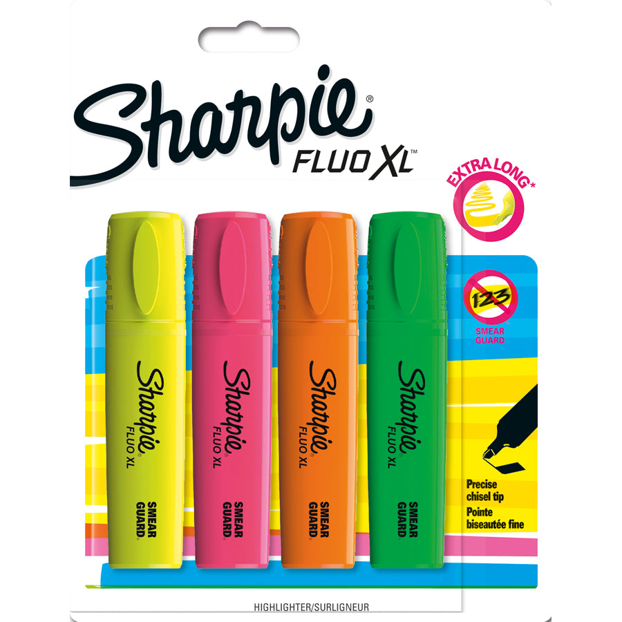 SHARPIE FLUO XL HIGHLIGHTER ASSORTED PK4