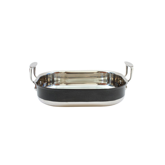 3.5QT. TRI-PLY ROAST PAN,RECT.S/S,BLK NR