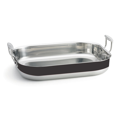 6QT. TRI-PLY ROAST PAN,RECT.S/S,BLK NR  