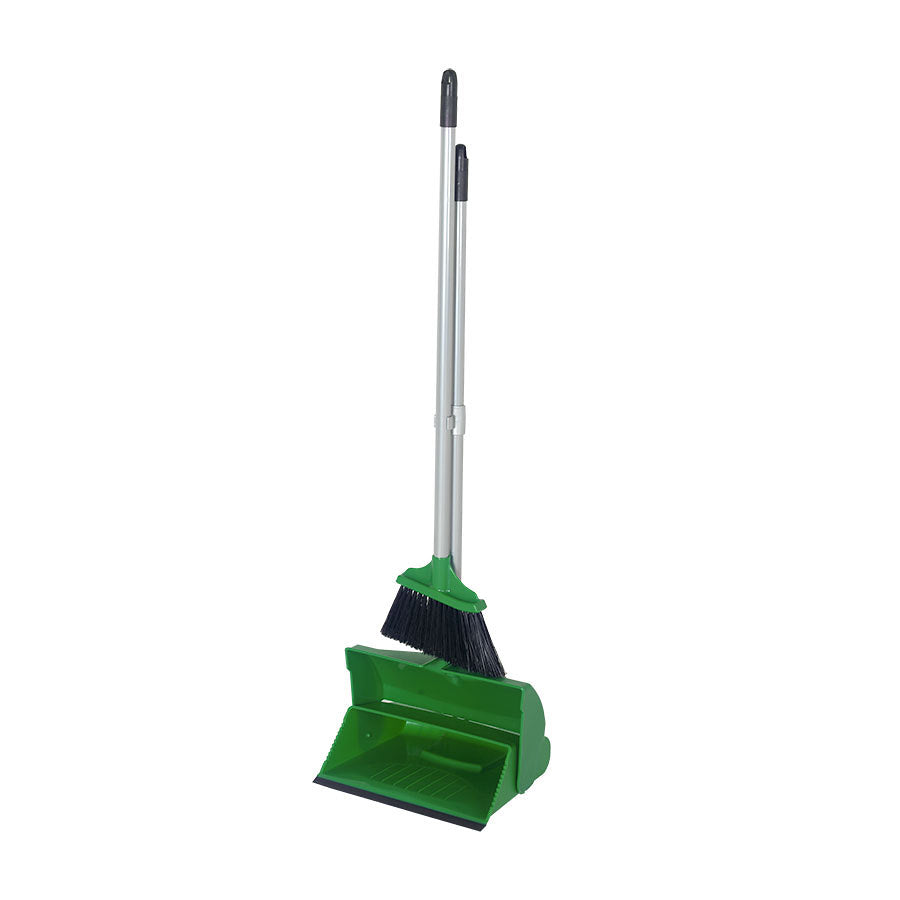 LOBBY DUSTPAN AND BRUSH PLASTIC GREEN   